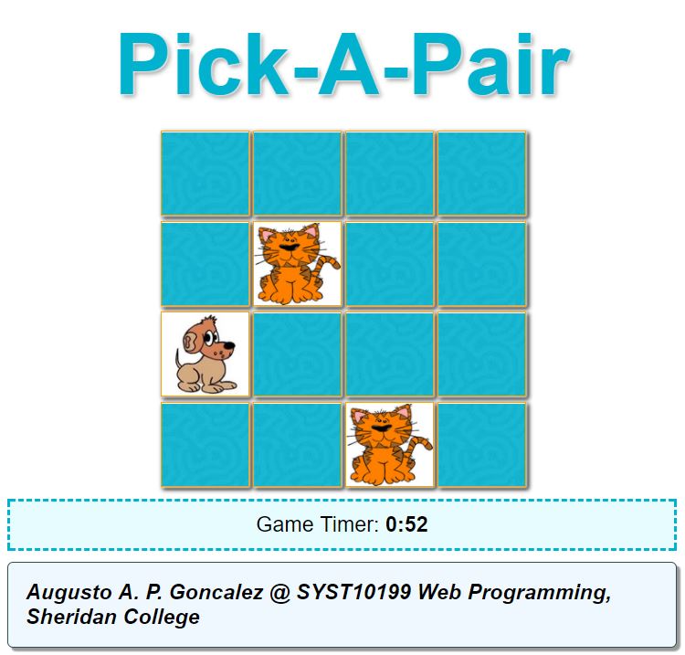 Pick a Pair Game Main Page